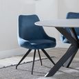 Palma Walnut Oval Dining Set - Arctic Blue Velvet Fabric Swivel Dining Chair