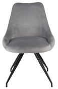 Palma Walnut Oval Dining Set - Arctic Grey Velvet Fabric Swivel Dining Chair