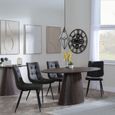 Palma Walnut Oval Dining Set - Corona Grey Fabric Chairs