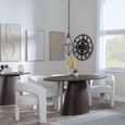 Palma Walnut Oval Dining Set - Kiefer Cream Boucle Fabric Dining Chair