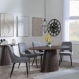 Palma Walnut Oval Dining Set - Peyton Grey Fabric Dining Chair