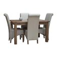 Rustic Oak Extending Dining Set - 132cm-198cm - 4-8 Seater - 4 Ronald Ivory Chairs - Oak
