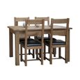 Rustic Oak Extending Dining Set - 132cm-198cm - 4-8 Seater - 4 Rustic Leather Seat Chairs - Oak