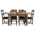 Rustic Oak Extending Dining Set - 132cm-198cm - 4-8 Seater - 6 Rustic Leather Seat Chairs - Oak