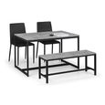 Staten Dining Set - 4 Seater - 120cm - Jazz Black Chairs - 2 Chairs & 1 Bench - Concrete