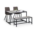 Staten Dining Set - 4 Seater - 120cm - Monroe Chairs - 2 Chairs & 1 Bench - Concrete