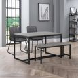 Staten Dining Set - 4 Seater - 120cm - Soho Chairs - 2 Chairs & 1 Bench - Concrete