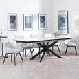 Sutton White Ceramic Extending Dining Set - Ace Beige Fabric Swivel Dining Chair