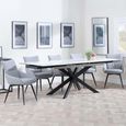 Sutton White Ceramic Extending Dining Set - Ace Grey Fabric Swivel Dining Chair