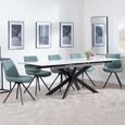 Sutton White Ceramic Extending Dining Set - Boden Green Fabric Swivel Dining Chair