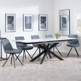 Sutton White Ceramic Extending Dining Set - Boden Grey Fabric Swivel Dining Chair