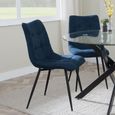 Sutton White Ceramic Extending Dining Set - Corona Blue Fabric Dining Chair