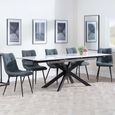 Sutton White Ceramic Extending Dining Set - Corona Light Grey Fabric Dining Chair