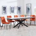 Sutton White Ceramic Extending Dining Set - Corona Orange Fabric Dining Chair