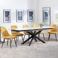 Sutton White Ceramic Extending Dining Set - Darwin Yellow Fabric Dining Chair