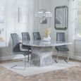 Turin Grey Marble Square Dining Set - Jamison Grey Faux Leather Dining Chair
