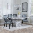 Turin Grey Marble Square Dining Set - Paris Grey Leather Dining Chair with Black Legs