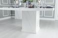 Turin White Marble Square Dining Set - Black Fabric Knocker Back Dining Chair with Chrome Legs