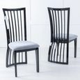 Venice Cream Marble Dining Set - Athena Black High Gloss Slatted Back Dining Chair with Grey Seat Pads
