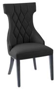 Venice Cream Marble Dining Set - Mimi Black Leather Dining Chair