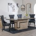 Venice Cream Marble Dining Set - Mimi Black Leather Dining Chair