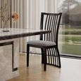 Venice Grey Marble Dining Set - Athena Black High Gloss Slatted Back Dining Chair with Grey Seat Pads
