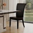 Venice Grey Marble Dining Set - Cadiz Black Leather Dining Chair
