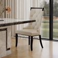 Venice Grey Marble Dining Set - Carmela Cream Leather Dining Chair
