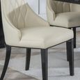 Venice Grey Marble Dining Set - Mimi Cream Leather Dining Chair
