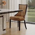 Venice Grey Marble Dining Set - Paris Taupe Leather Dining Chair with Brown Legs