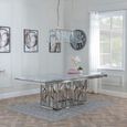 Vortex Grey Marble and Chrome Dining Set - Jamison Beige Faux Leather Dining Chair