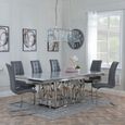 Vortex Grey Marble and Chrome Dining Set - Jamison Grey Faux Leather Dining Chair