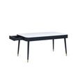 Louis Dining Table - 160cm - 6 Seater - White Ceramic Top - Black Fluted Base