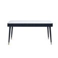 Louis Dining Table - 160cm - 6 Seater - White Ceramic Top - Black Fluted Base