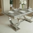 Glacier 6 Seater Grey Marble and Chrome Dining Table - Sizes Available
