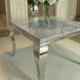 Louis 4 Seater Grey Marble and Chrome Square Dining Table - 100cm