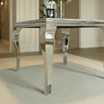 Louis 4 Seater Grey Marble and Chrome Square Dining Table - 100cm