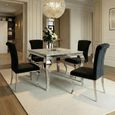 Louis 4 Seater Grey Marble and Chrome Square Dining Table - 100cm