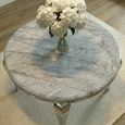 Louis 4 Seater Grey Marble and Chrome Round Dining Table - 120cm