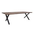Toulon Dining Table - Smoked Oak - 14 Seater - 300cm - Black Cross Legs