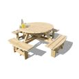 Churnet Valley Westwood Round Garden Picnic Table Set with 4 Benches