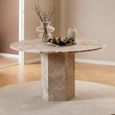Naxos Round Dining Table - 4 Seater - Pedestal - 130cm - Latte Brown Marble