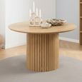 Yale Round Dining Table - 4 Seater - 120cm - Fluted Oak - Pedestal