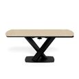 Morella Extending Oval Dining Table - 6-8 Seater - 160cm-240cm - Sand Ceramic - with Cross Base