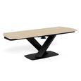 Morella Extending Oval Dining Table - 6-8 Seater - 160cm-240cm - Sand Ceramic - with Cross Base