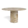 Naxos Round Dining Table - 4 Seater - Pedestal - 130cm - Latte Brown Marble