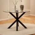 Heaven Round Dining Table - 4 Seater - 119cm - Glass - with Black Star Legs