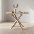 Heaven Round Dining Table - 4 Seater - 119cm - Oak and Glass - with Star Legs