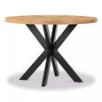 Viento Oak - Sunburst Round Dining Table - 4 Seater - 110cm - with Black Spider Legs