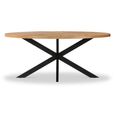 Viento Oak - Sunburst Oval Elip Dining Table - 6 Seater - 180cm - with Black Spider Legs